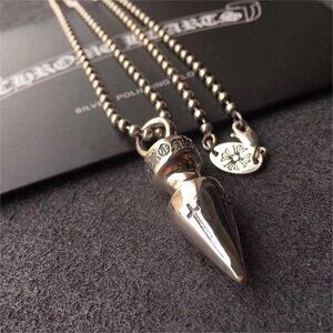 Fashion Chrome Hearts Rivet Bullet Pendant Sterling Silver 925 Necklace